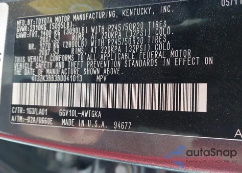 2011 Toyota Venza Base V6 из США, поврежденный, VIN 4T3ZK3BB3BU041013